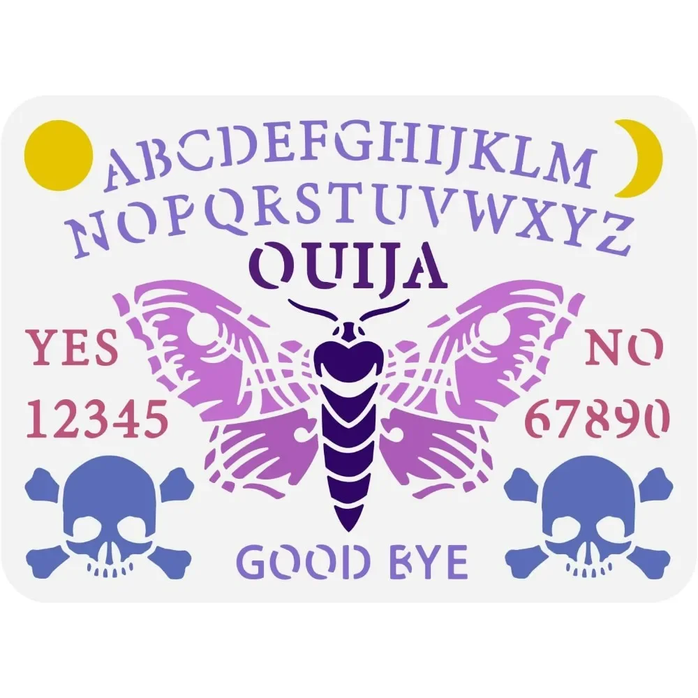 Board Game Template - Ouija Board stensil 8.3x11.7 inci, dapat