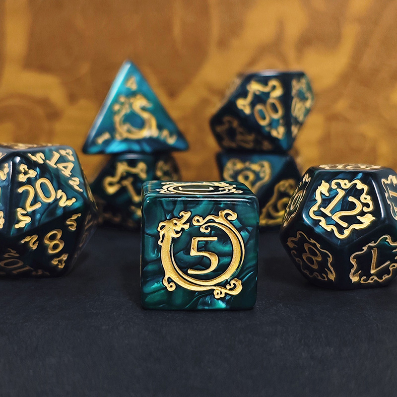 7 Buah Set Dadu DND Pola Naga  - Dice Set Polyhedral ulasan dan harga